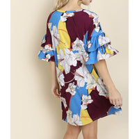 Layered Ruffle Sleeve Print Dress - Best YOU by HTS