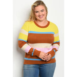 Multi Stripe Plus Sweater Top - TOPS