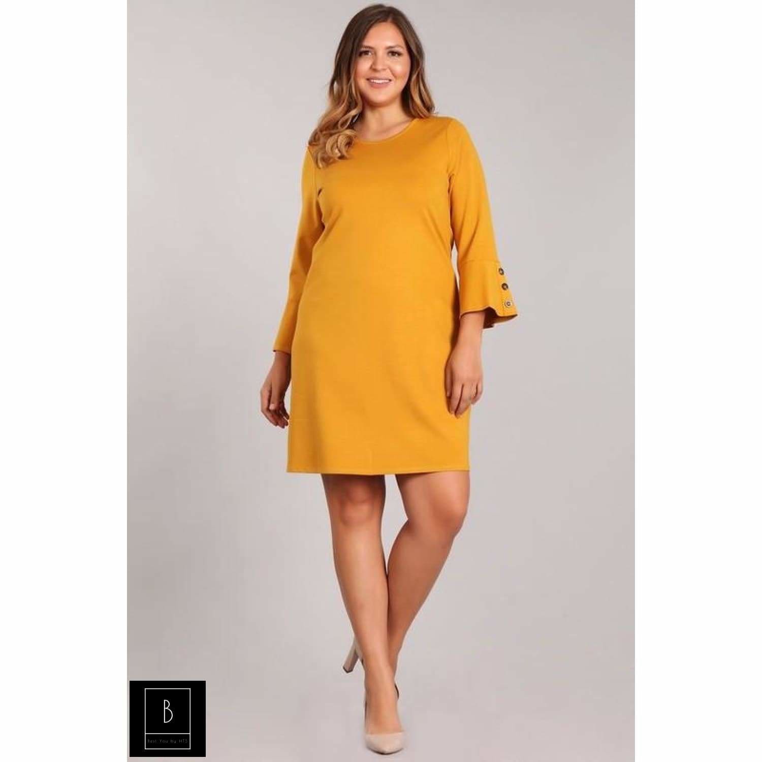 Mustard Bell Shift Dress - Best YOU by HTS