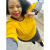 Mustard Color Block Sweater Dress Plus - DRESSES