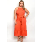 Orange Ruffle Plus Jumpsuit - OUTFITS