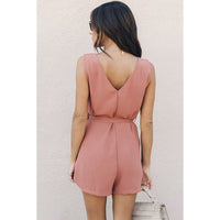 Pink Buttoned Up Belted Romper - Best YOU by HTS