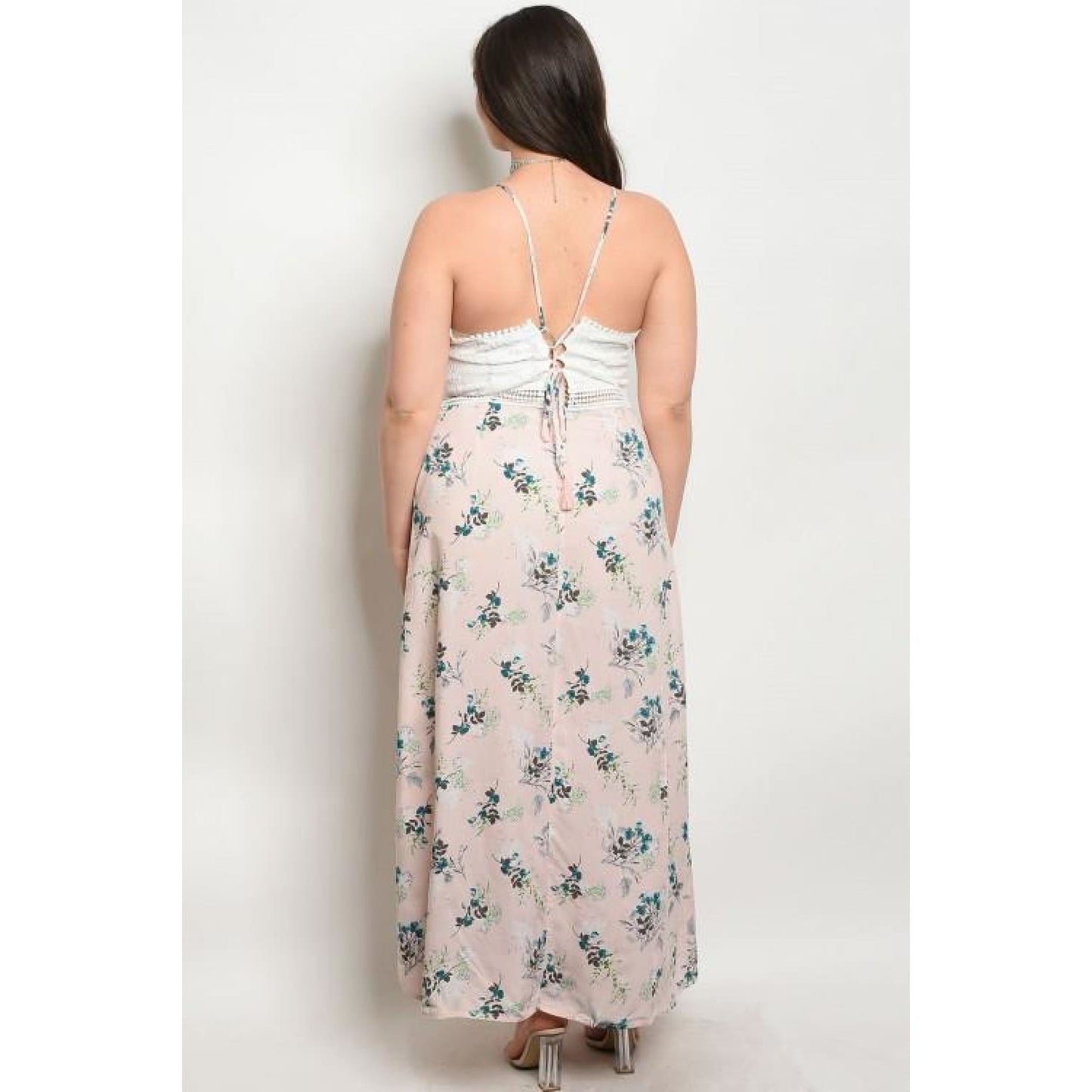 Pink Floral Lace Plus Maxi Dress - Best YOU by HTS
