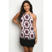 Plum Print Dress - DRESSES