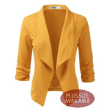Plus Open Front Blazer Jacket - TOPS