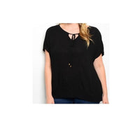 Plus Size Black Tie-Front Top - Best YOU by HTS