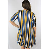 Plus Striped Trapeze Dress - DRESSES