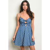 Polka Dot Tie Front Dress - Blue - Best YOU by HTS
