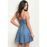 Polka Dot Tie Front Dress - Blue - Best YOU by HTS
