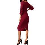 Puff Sleeve Pencil Dress - Burgundy Size 10 - Best YOU by HTS