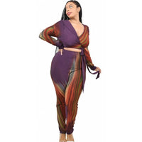 Purple Multicolor Plus Jumpsuit - OUTFITS