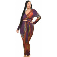 Purple Multicolor Plus Jumpsuit - OUTFITS