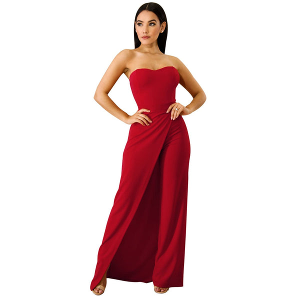 Red Open Leg Jumpsuit - Best YOU by HTS