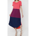 Regular Or Plus Coral Color Block Maxi Dress - Best YOU by HTS