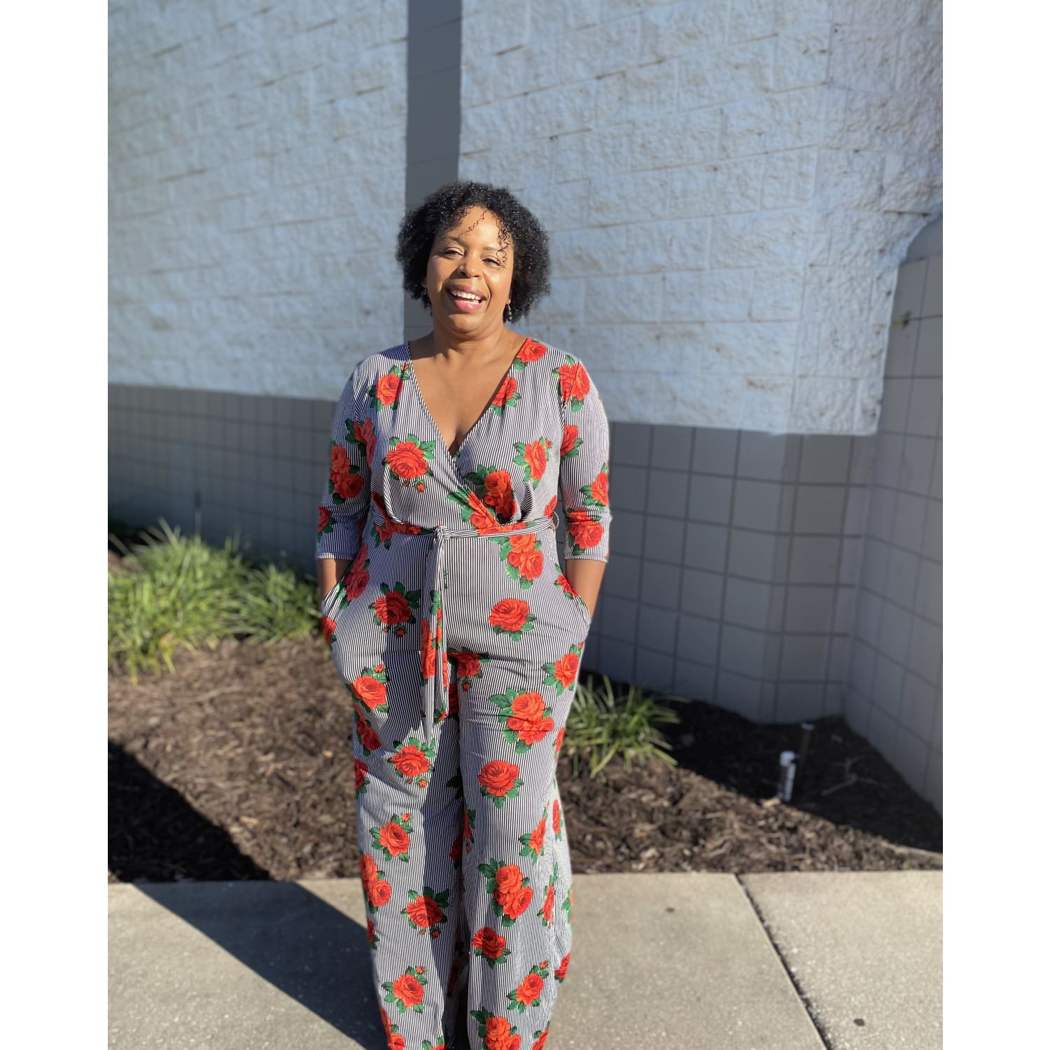 Roses And Stripes Plus Jumpsuit - OUTFITS