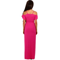 Rosy Cold Shoulder Jersey Maxi Dress - Best YOU by HTS