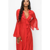 Ruffle Kimono Dress - DRESSES