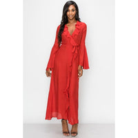 Ruffle Kimono Dress - DRESSES