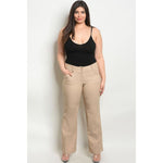 Tan Button Up Pants Plus - Best YOU by HTS