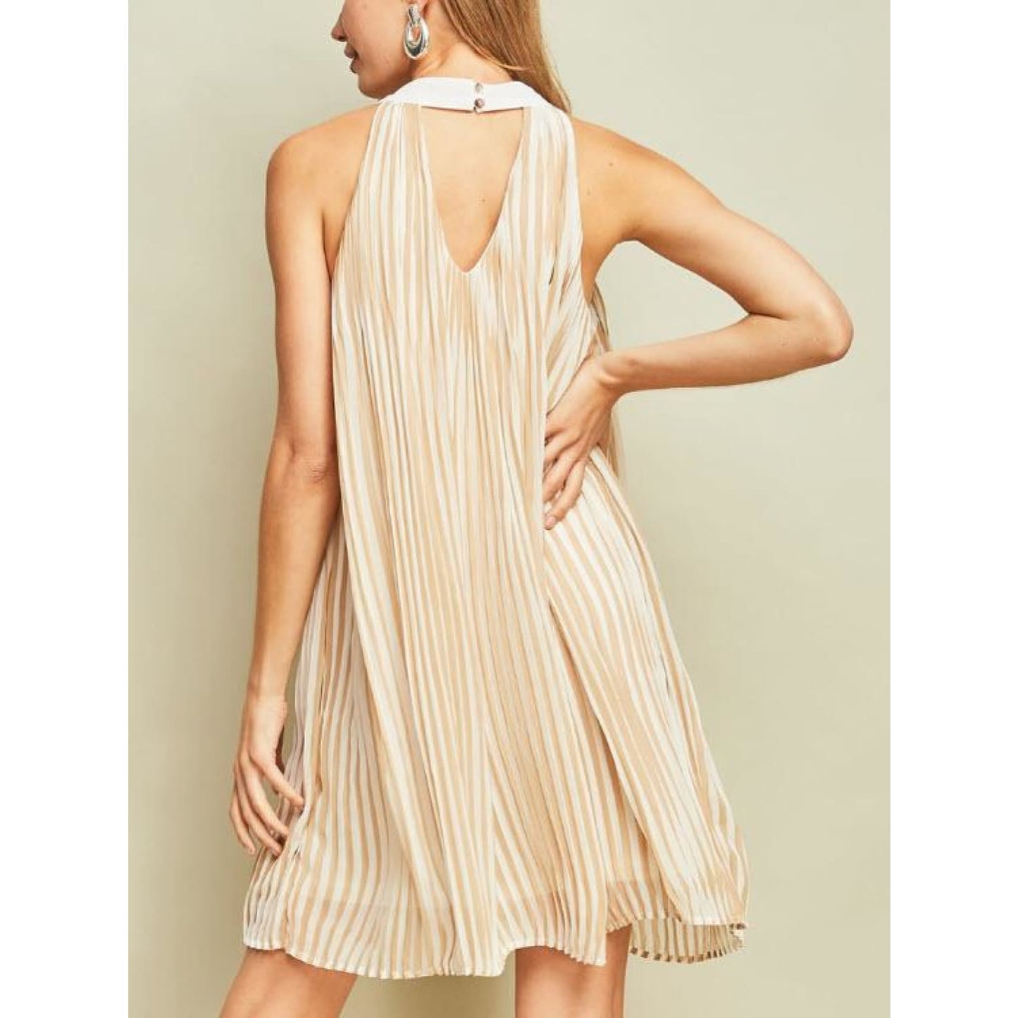 Taupe Stripes Dress - DRESSES