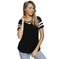 Varsity V-Neck Top - Black - Best YOU by HTS