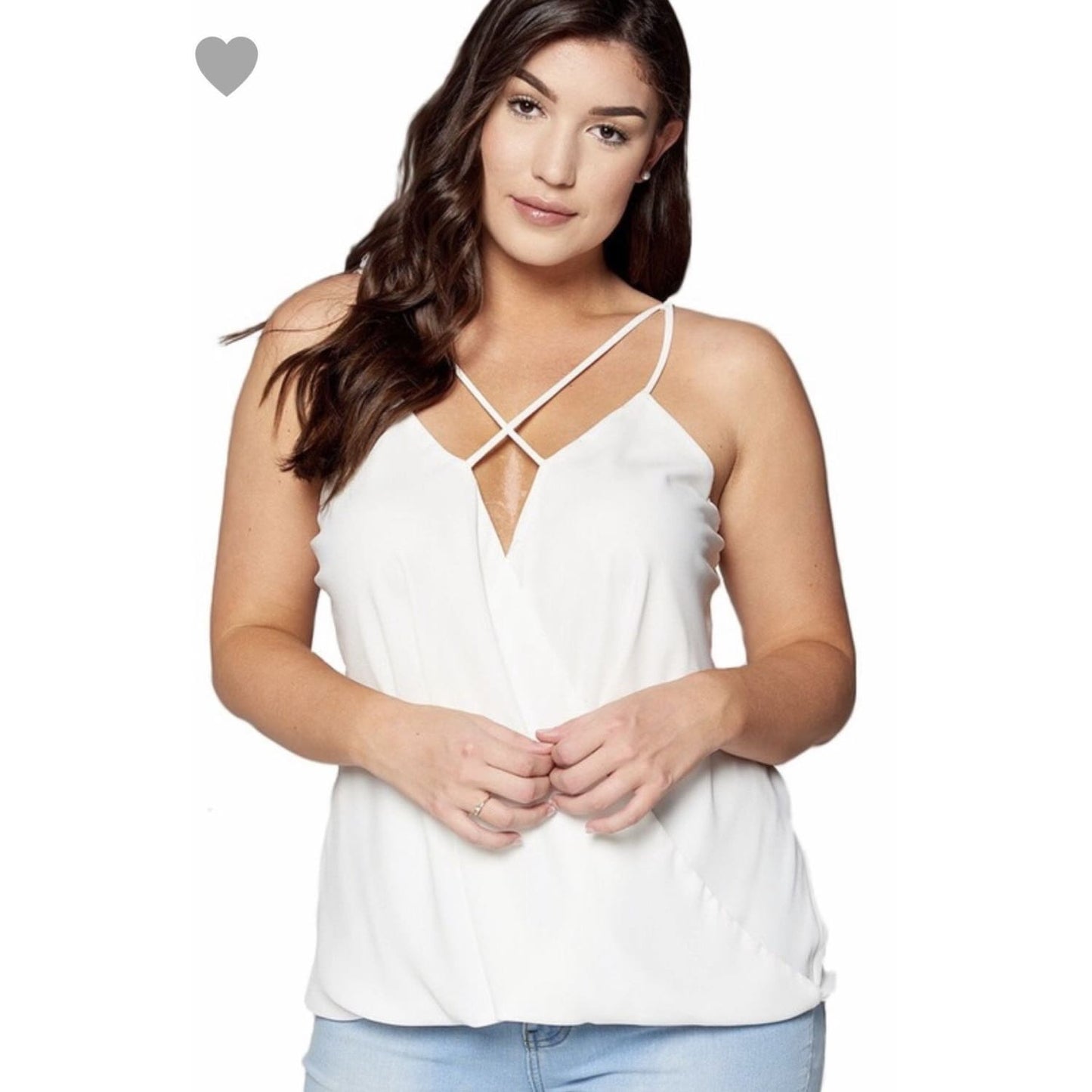 White Caged Cami Top Plus Size - TOPS