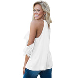 White Lace Detail Oversleeve Tank Top - TOPS