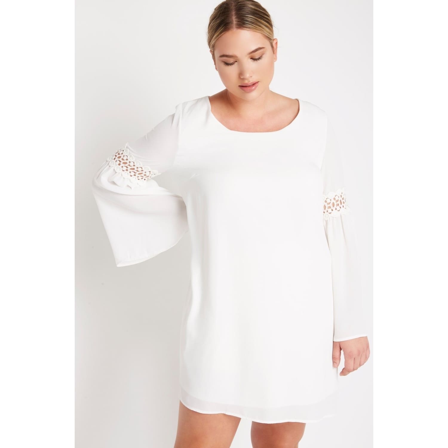 White Plus Mini Chiffon Dress