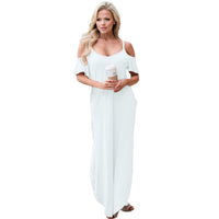 White Sassy Open Shoulder Maxi Dress - Best YOU by HTS