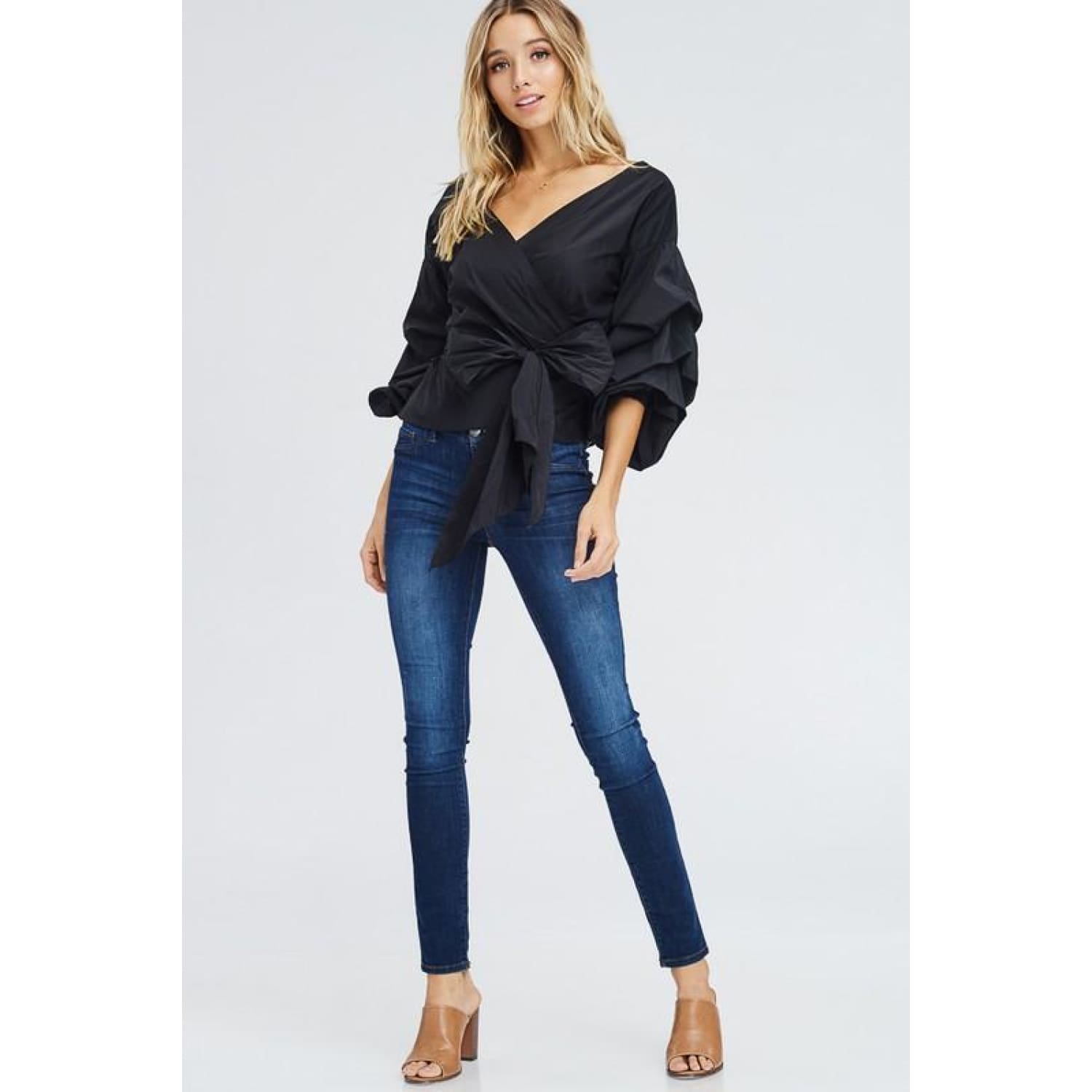 Wrap Blouse with Bow- Black - Best YOU by HTS