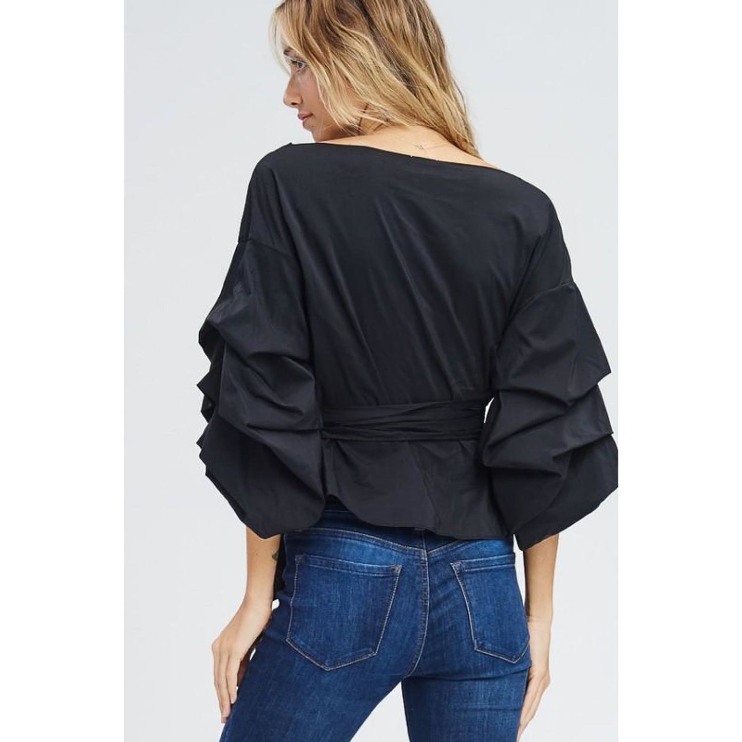 Wrap Blouse with Bow- Black - Best YOU by HTS