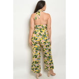 Yellow Floral Plus Jumpsuit - OUTFITS